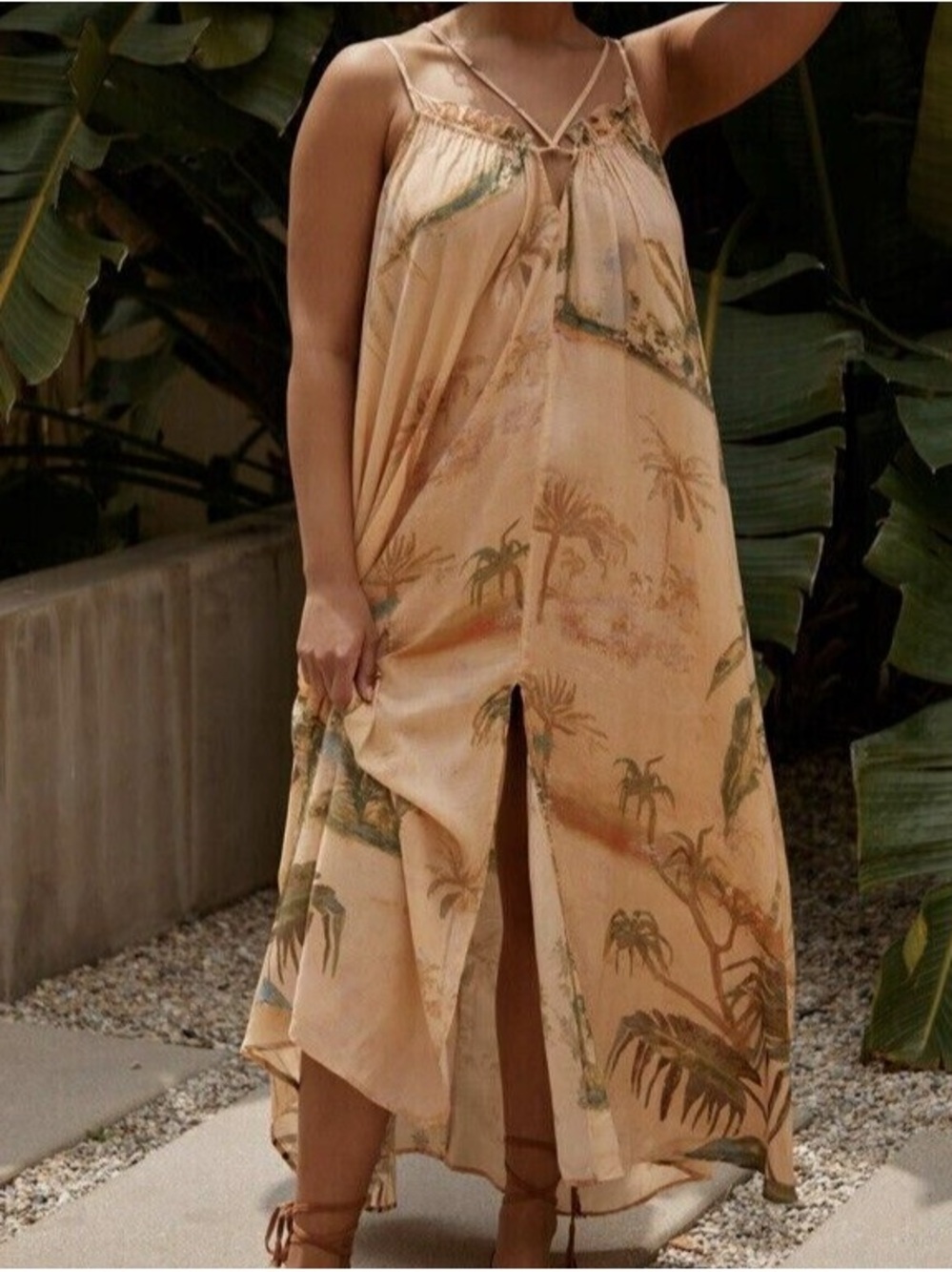 Tahnee Kelland Anthropologie Large Strappy Midi Dress Tropical Jungle